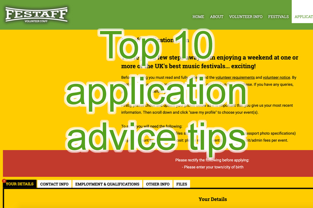 Ten top tips when applying to volunteer with Festaff