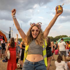 Hands in the air at All Points East.