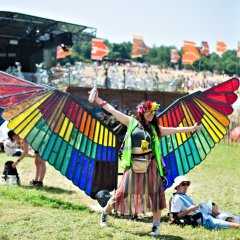 Winging it at Glastonbury.